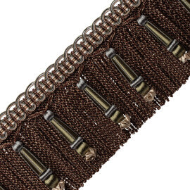 Margaux Beaded Bullion Fringe Trim by Samuel & Sons in Aubergine