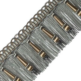 Margaux Beaded Bullion Fringe Trim by Samuel & Sons in Verdigris