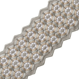 Queen Bee Embroidered Border Trim by Samuel & Sons in Hazel