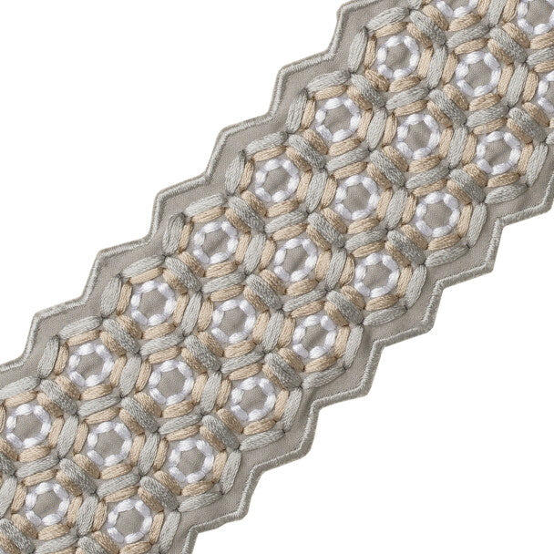 Queen Bee Embroidered Border Trim by Samuel & Sons in Hazel
