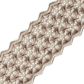 Queen Bee Embroidered Border Trim by Samuel & Sons in Antique