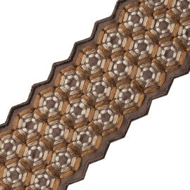 Queen Bee Embroidered Border Trim by Samuel & Sons in Amber