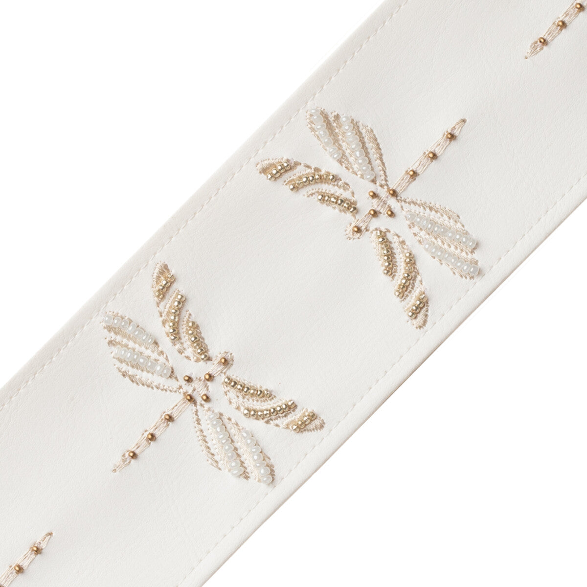 Nymph Beaded Border Trim by Samuel & Sons in White Lily