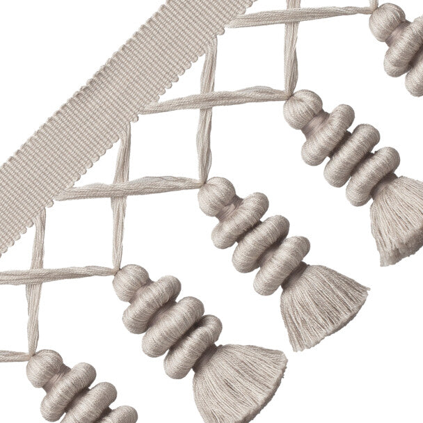 Caitlin Tassel Fringe Trim by Samuel & Sons in Silver Cloud