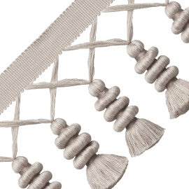 Caitlin Tassel Fringe Trim by Samuel & Sons in Silver Cloud