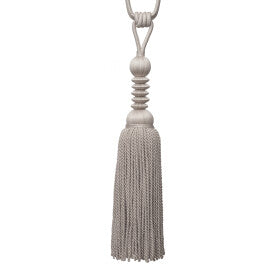 Caitlin Single Tassel Tieback by Samuel & Sons in Silver Cloud