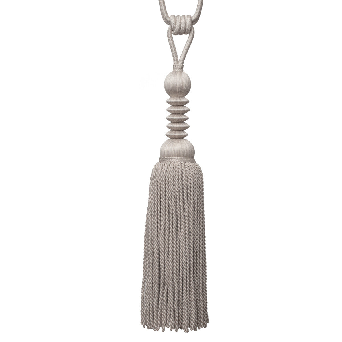 Caitlin Single Tassel Tieback by Samuel & Sons in Silver Cloud