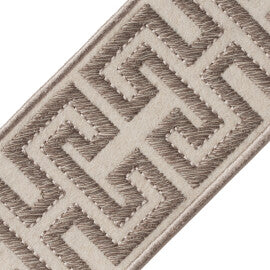 Athina Embroidered Border Trim by Samuel & Sons in Granite