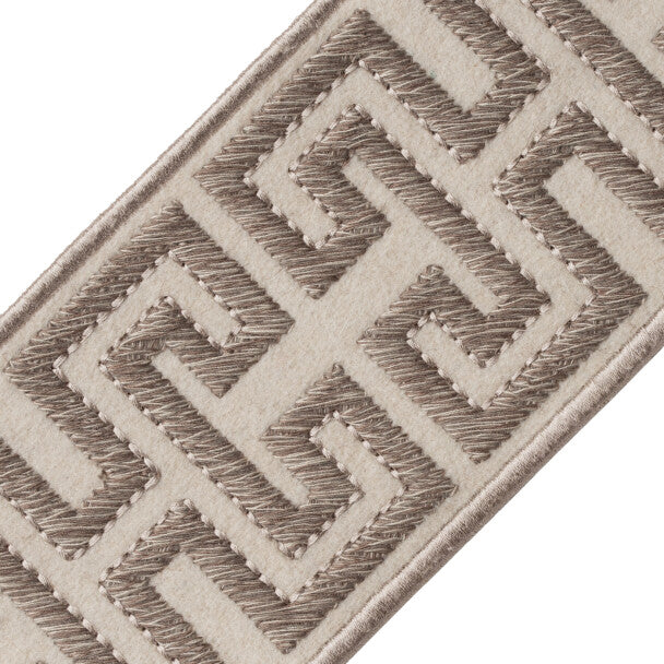 Athina Embroidered Border Trim by Samuel & Sons in Granite