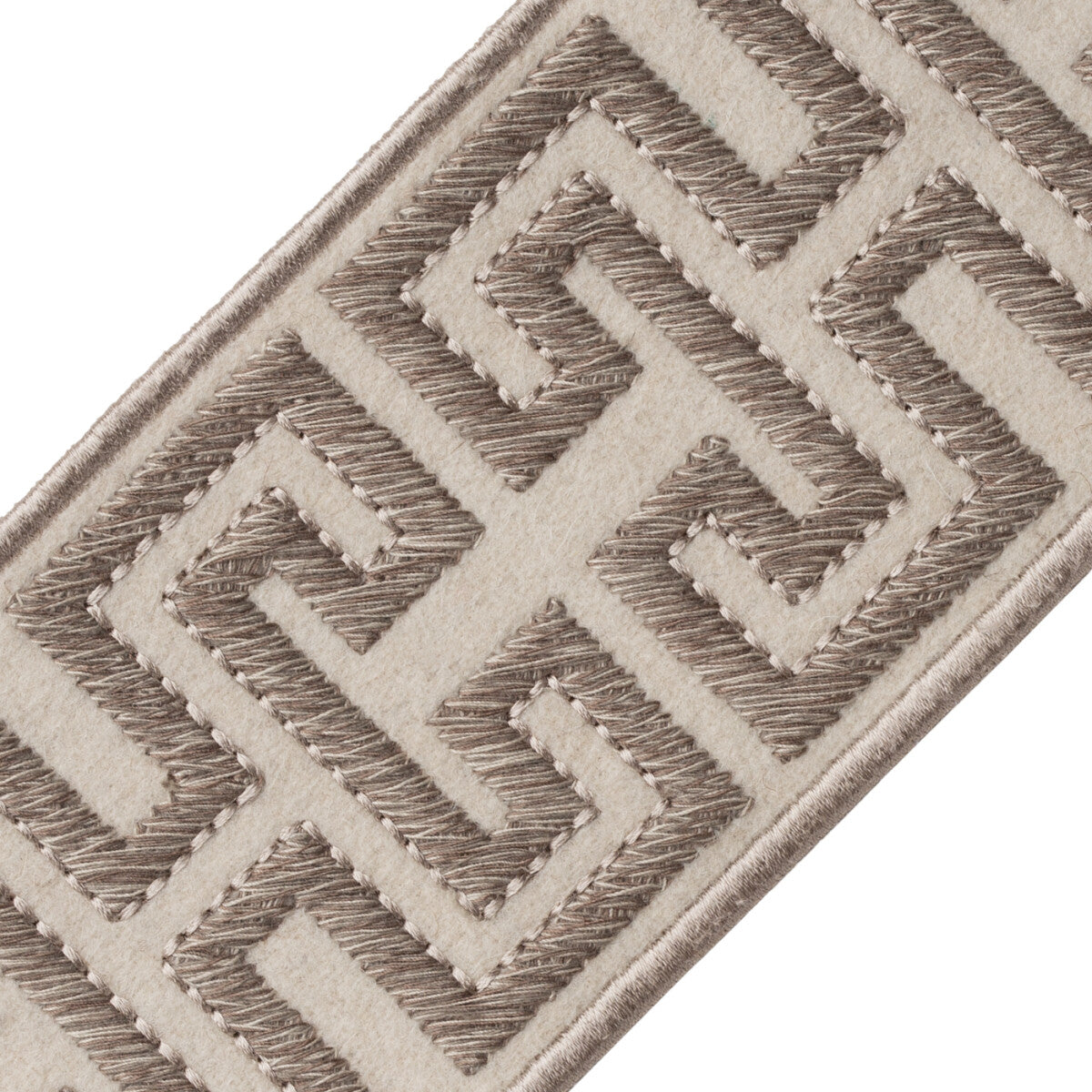 Athina Embroidered Border Trim by Samuel & Sons in Granite