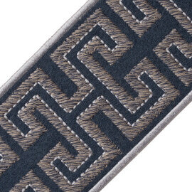 Athina Embroidered Border Trim by Samuel & Sons in Lapis