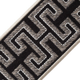 Athina Embroidered Border Trim by Samuel & Sons in Onyx