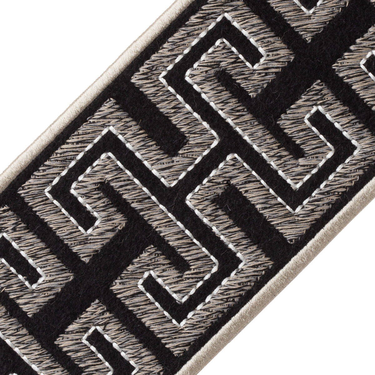 Athina Embroidered Border Trim by Samuel & Sons in Onyx