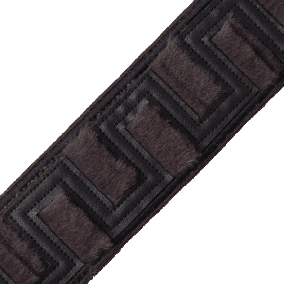 Cortina Faux Fur Geometric Border Trim by Samuel & Sons in Sable