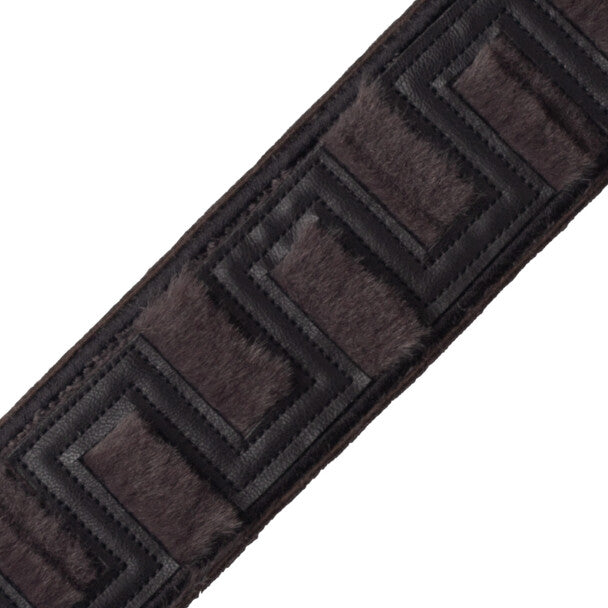 Cortina Faux Fur Geometric Border Trim by Samuel & Sons in Sable