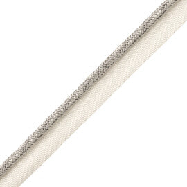 Francoise Metallic Cord With Tape Trim by Samuel & Sons in Silver