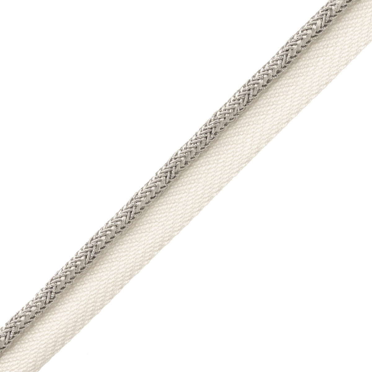 Francoise Metallic Cord With Tape Trim by Samuel & Sons in Silver