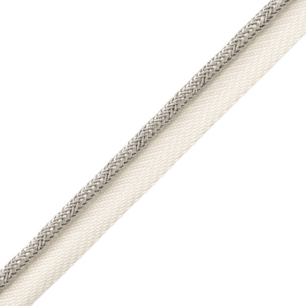 Francoise Metallic Cord With Tape Trim by Samuel & Sons in Silver