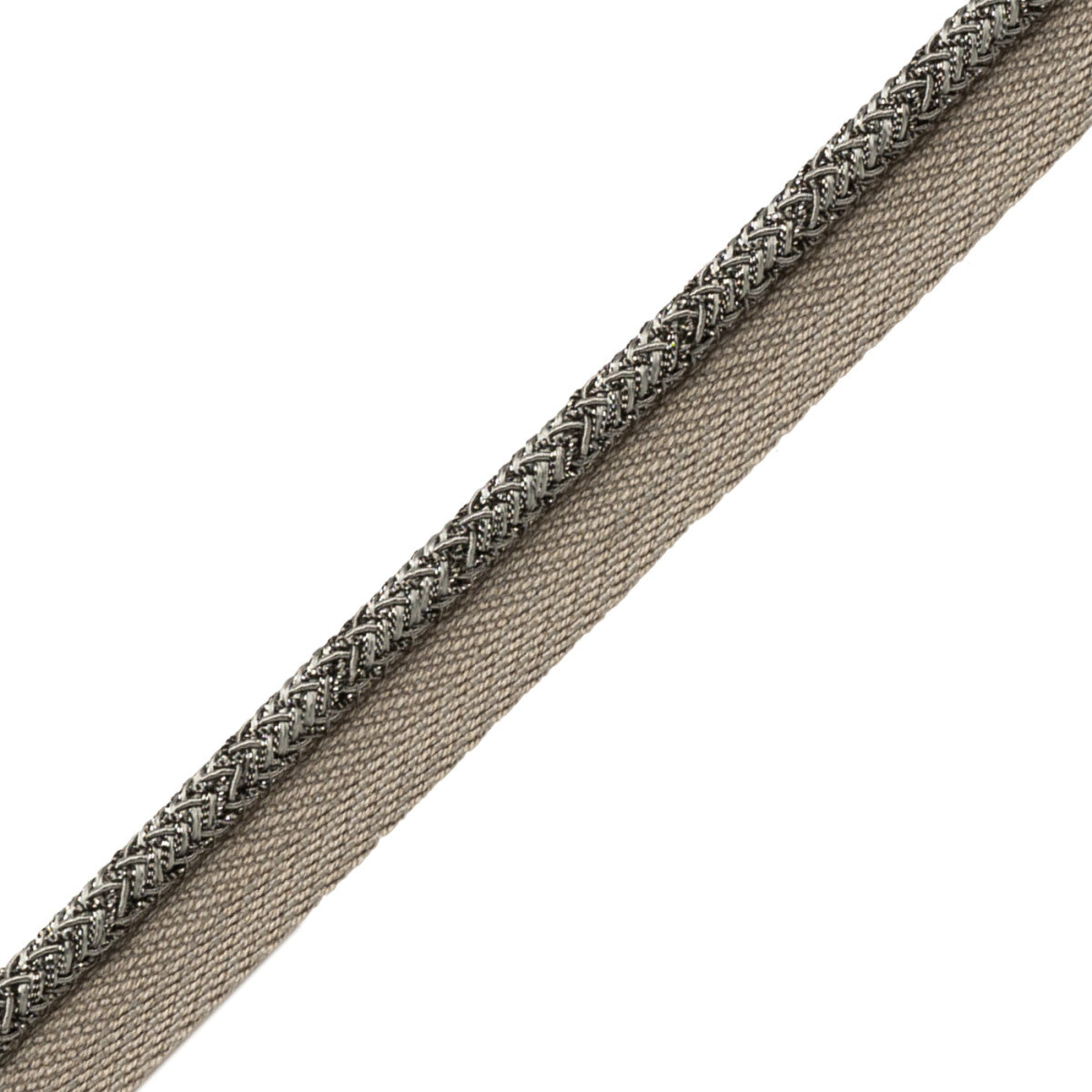 Francoise Metallic Cord With Tape Trim by Samuel & Sons in Antique Silver