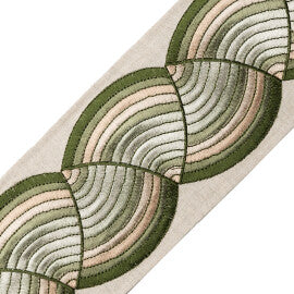 Elora Embroidered Border Trim by Samuel & Sons in Green Tea