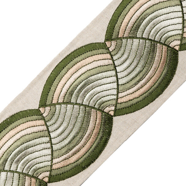 Elora Embroidered Border Trim by Samuel & Sons in Green Tea