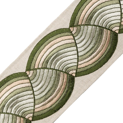 Elora Embroidered Border Trim by Samuel & Sons in Green Tea