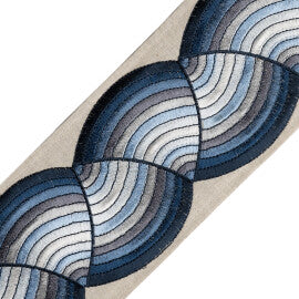 Elora Embroidered Border Trim by Samuel & Sons in Deep Sea