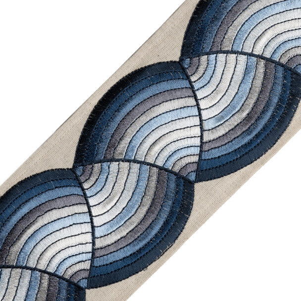 Elora Embroidered Border Trim by Samuel & Sons in Deep Sea
