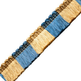 Trianon Blocked Brush Fringe Trim by Samuel & Sons in Lapis