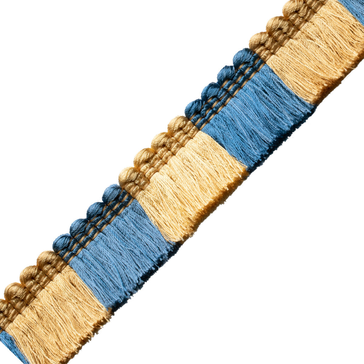 Trianon Blocked Brush Fringe Trim by Samuel & Sons in Lapis