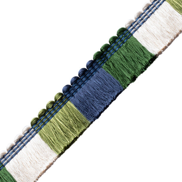 Trianon Blocked Brush Fringe Trim by Samuel & Sons in Emerald