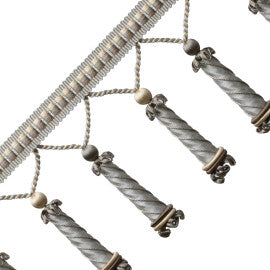 Trianon Carved Beaded Fringe Trim by Samuel & Sons in Sterling