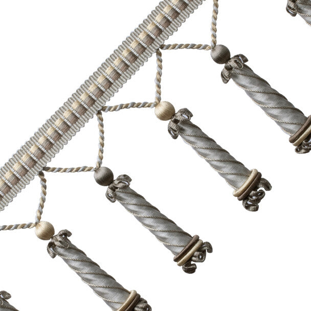 Trianon Carved Beaded Fringe Trim by Samuel & Sons in Sterling