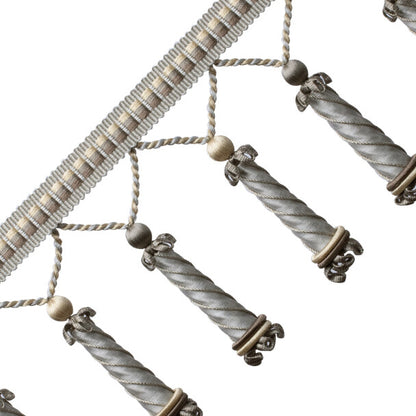 Trianon Carved Beaded Fringe Trim by Samuel & Sons in Sterling