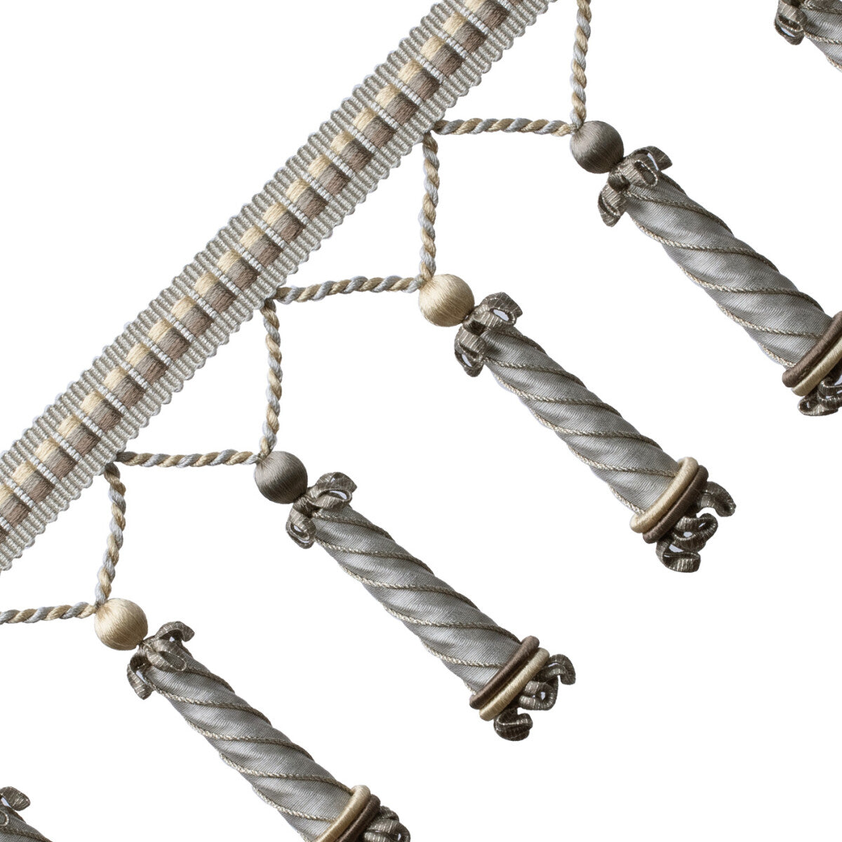 Trianon Carved Beaded Fringe Trim by Samuel & Sons in Sterling