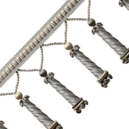 Trianon Carved Beaded Fringe Trim by Samuel & Sons in Sterling