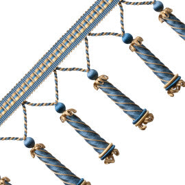 Trianon Carved Beaded Fringe Trim by Samuel & Sons in Lapis