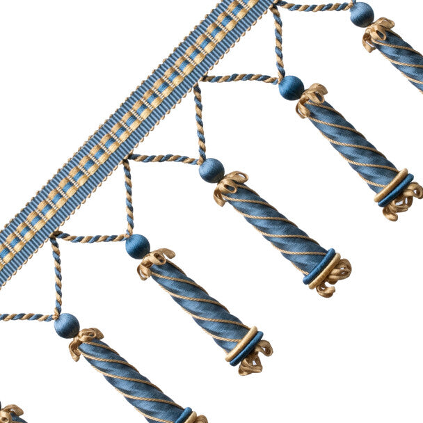Trianon Carved Beaded Fringe Trim by Samuel & Sons in Lapis
