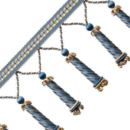 Trianon Carved Beaded Fringe Trim by Samuel & Sons in Lapis