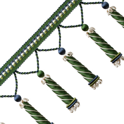 Trianon Carved Beaded Fringe Trim by Samuel & Sons in Emerald