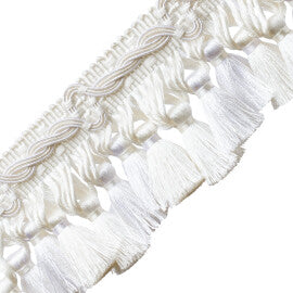 Trianon Scalloped Tassel Frnge Trim by Samuel & Sons in Pearl