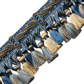 Trianon Scalloped Tassel Frnge Trim by Samuel & Sons in Lapis