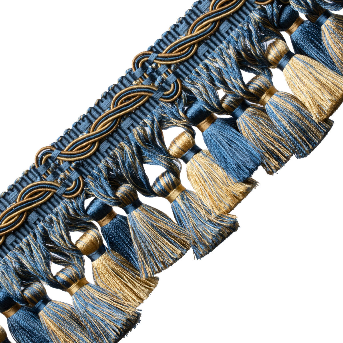 Trianon Scalloped Tassel Frnge Trim by Samuel & Sons in Lapis