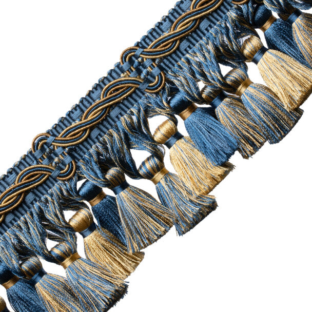 Trianon Scalloped Tassel Frnge Trim by Samuel & Sons in Lapis