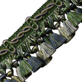 Trianon Scalloped Tassel Frnge Trim by Samuel & Sons in Emerald