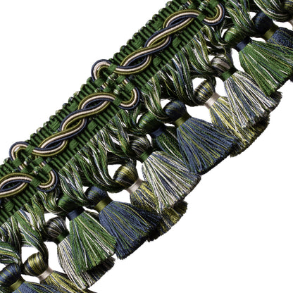 Trianon Scalloped Tassel Frnge Trim by Samuel & Sons in Emerald