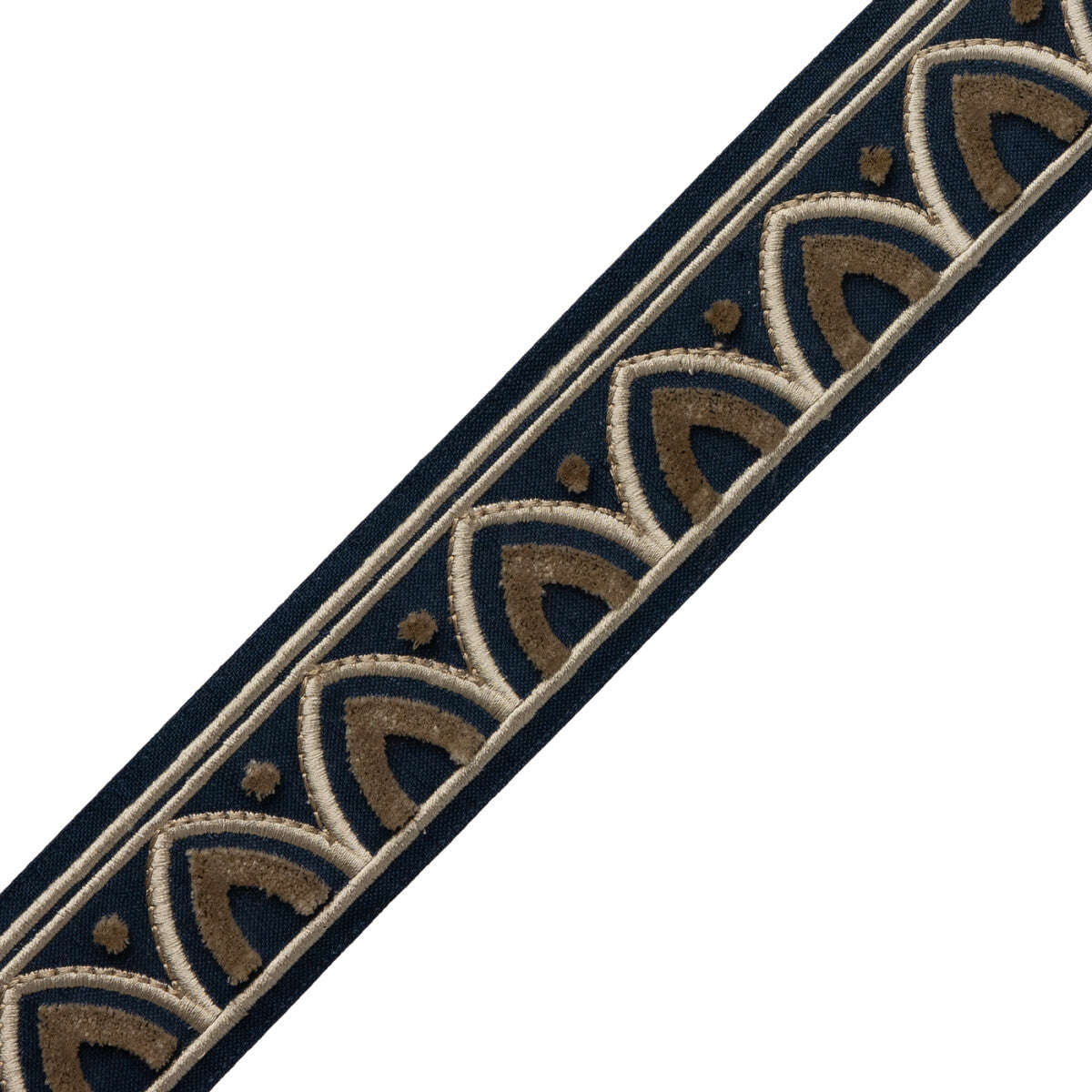 Alessia Velvet Border Trim by Samuel & Sons in Blue Lapis