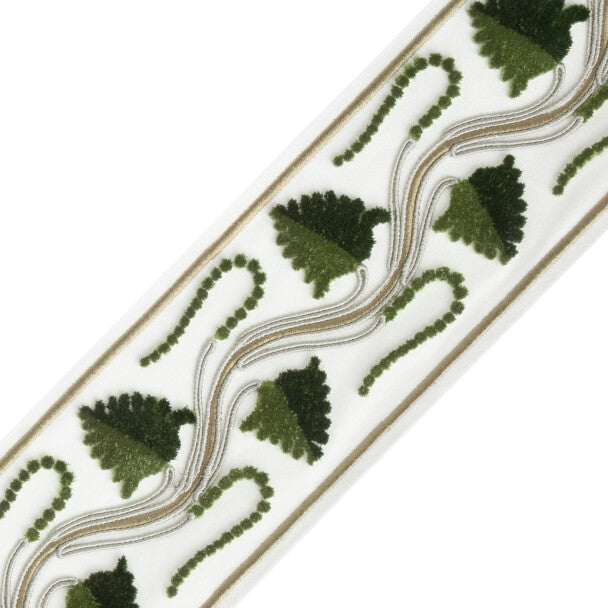 Daphne Velvet Border Trim by Samuel & Sons in Forest