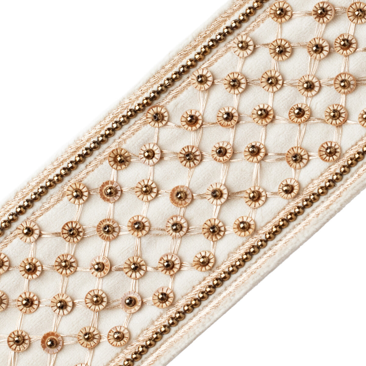 Trellis Beaded Border Trim by Samuel & Sons in Birch