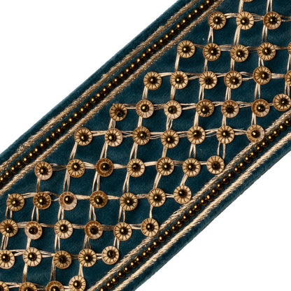 Trellis Beaded Border Trim by Samuel & Sons in Sapphire